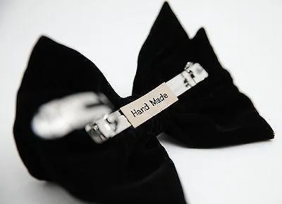 Handmade Black Silk Velvet Layered Bow French Hair Barrette