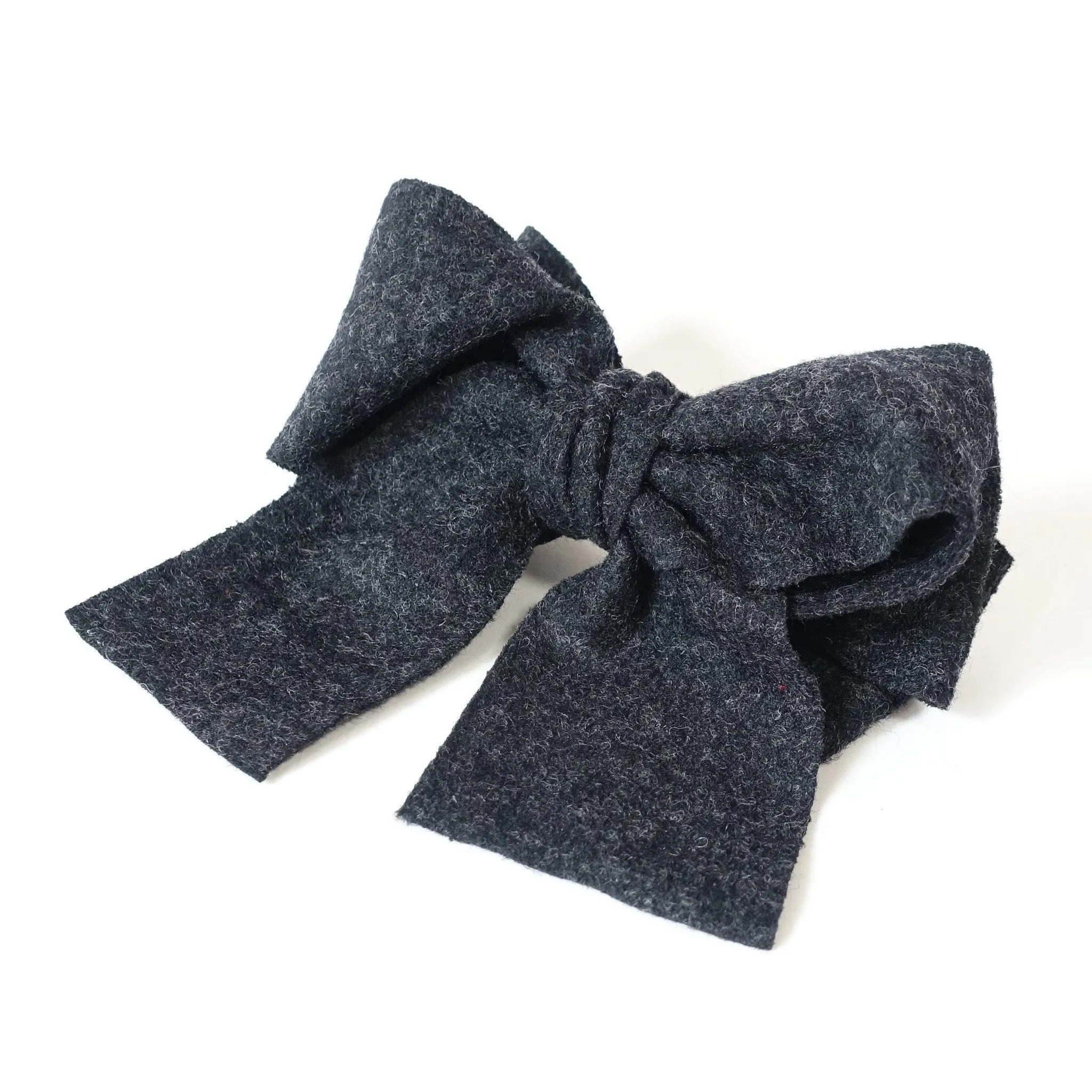 Handmade Multi Layer Woolen Tailed Winter Bow French Hair Barrettes