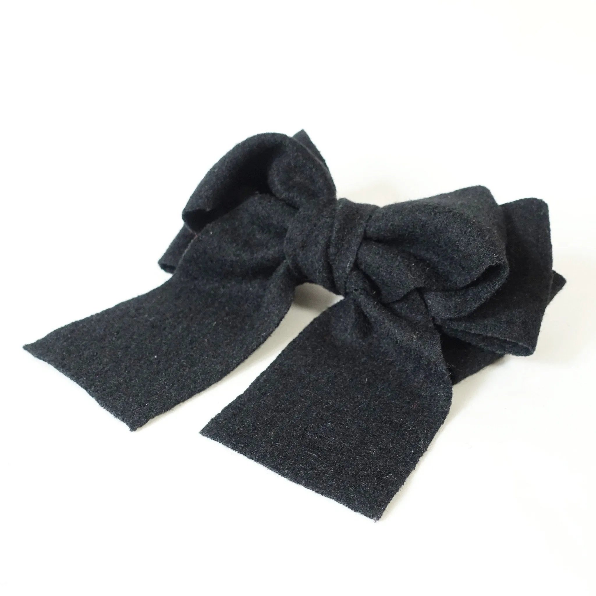 Handmade Multi Layer Woolen Tailed Winter Bow French Hair Barrettes