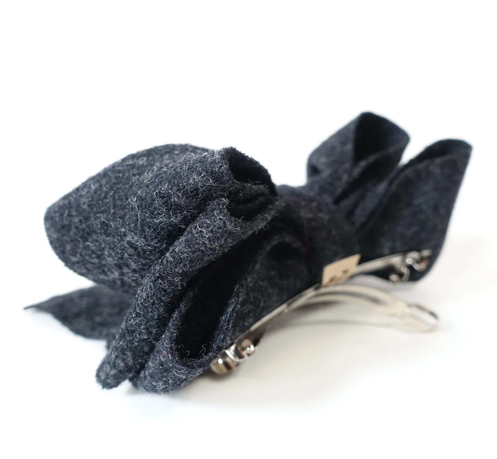 Handmade Multi Layer Woolen Tailed Winter Bow French Hair Barrettes