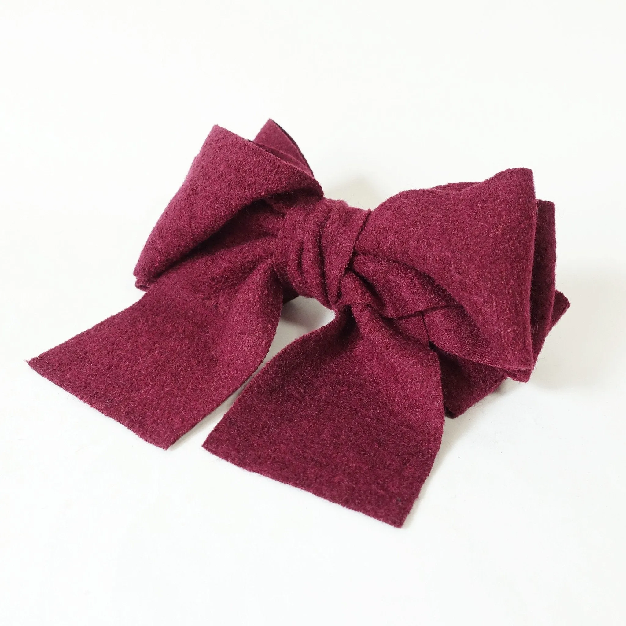 Handmade Multi Layer Woolen Tailed Winter Bow French Hair Barrettes