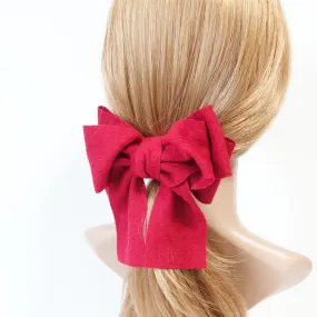 Handmade Multi Layer Woolen Tailed Winter Bow French Hair Barrettes