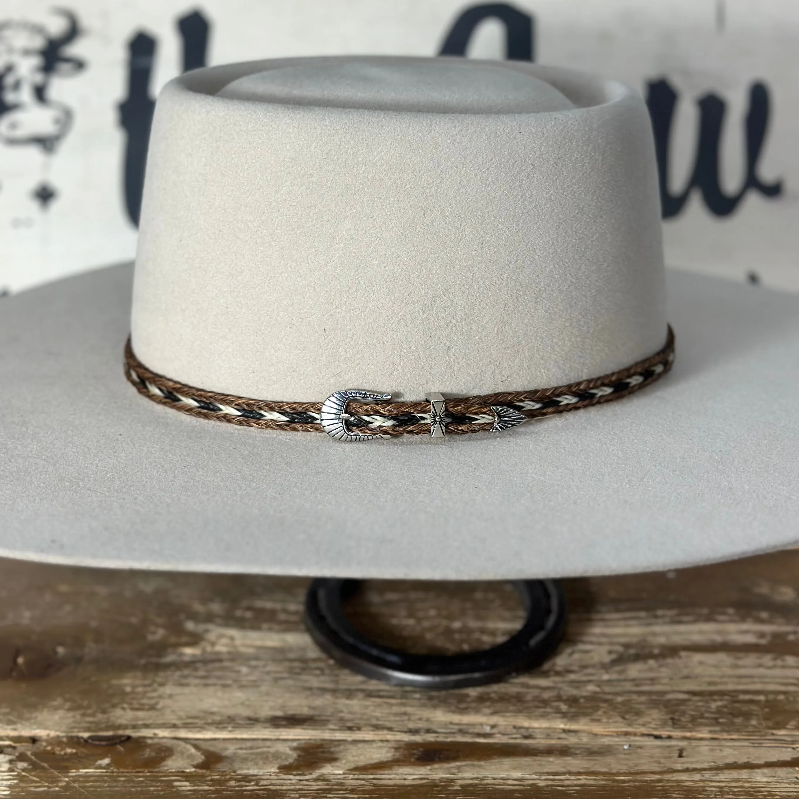 Hat Band | Horsehair 3 Strand w/ Buckle Sorrel/White/Black