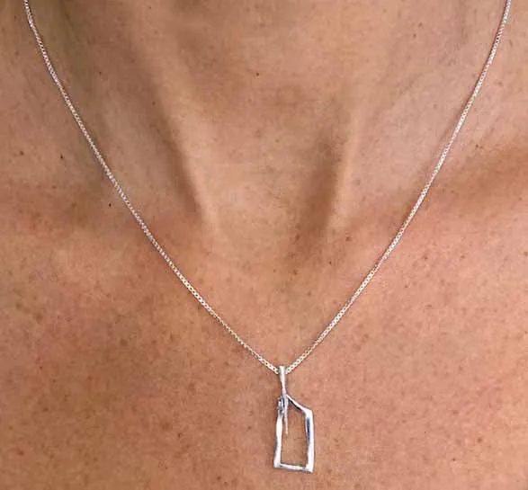 Hatchet Rowing Blade Outline Pendant by Rubini Jewelers.