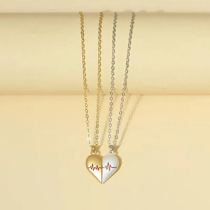 Heartbeat Magnetic Heart Necklace Love Couple Jewelry