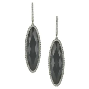 Hematite Drop Earrings with Diamonds