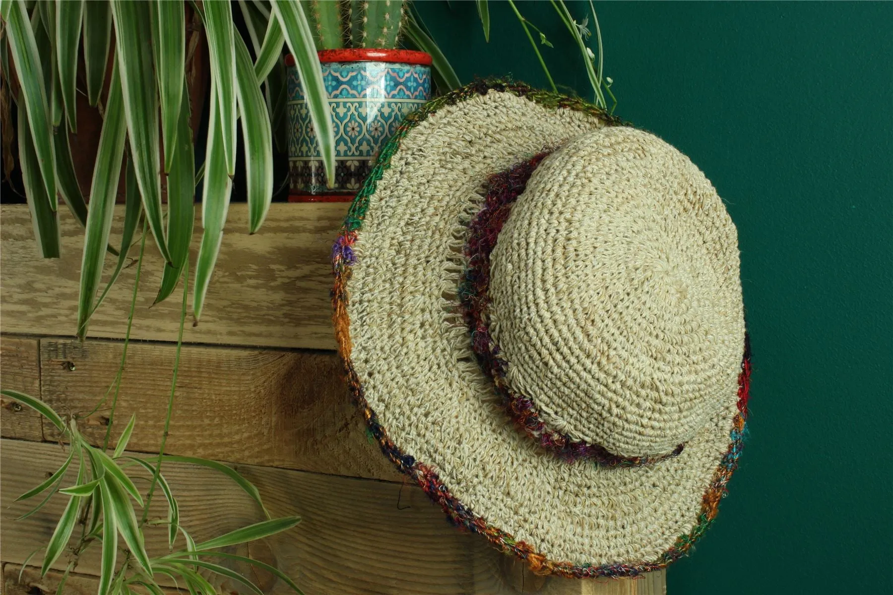 Hemp & Cotton Sun Hat - Crochet Purple