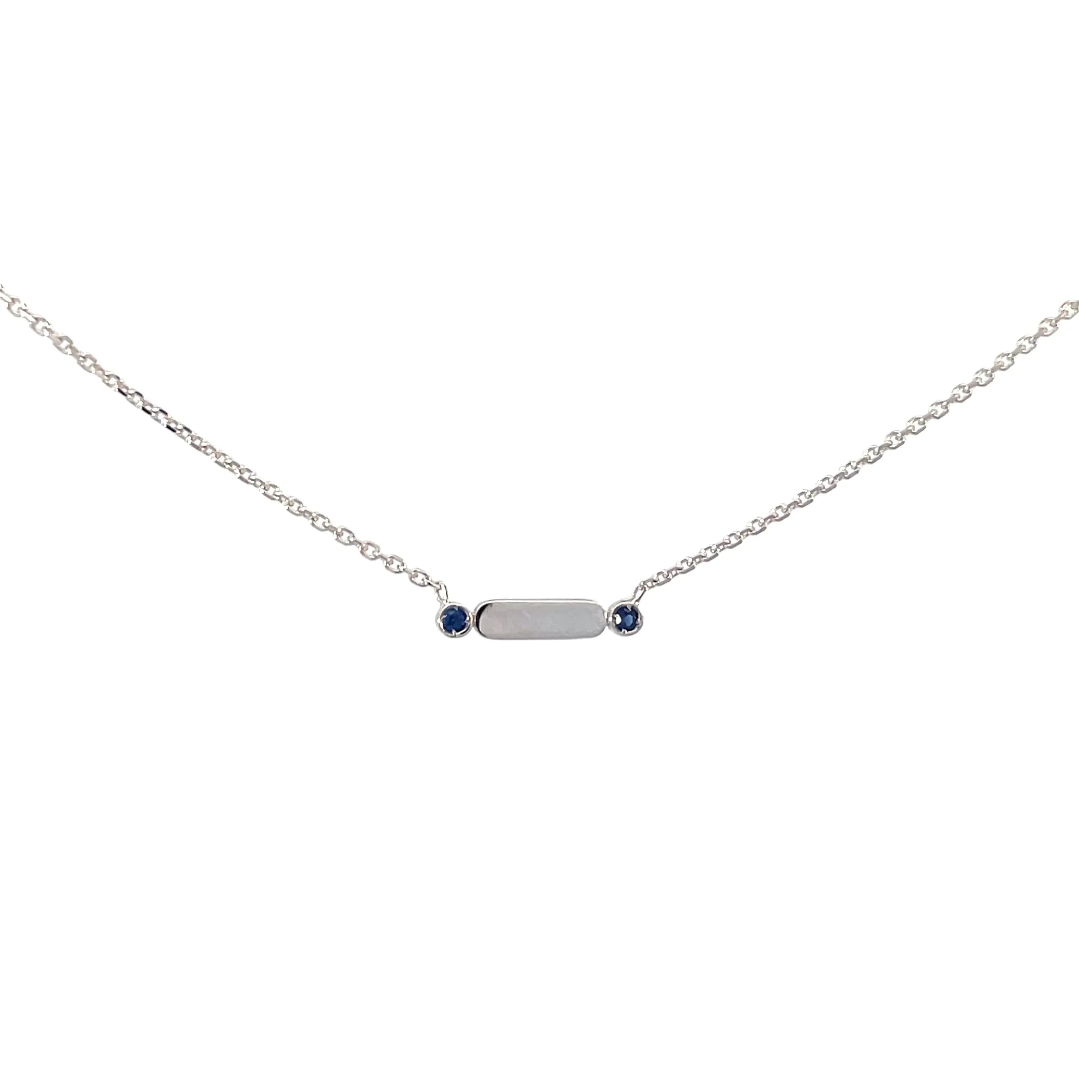 hite Gold Sapphire Bar Pendant Necklace