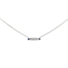 hite Gold Sapphire Bar Pendant Necklace