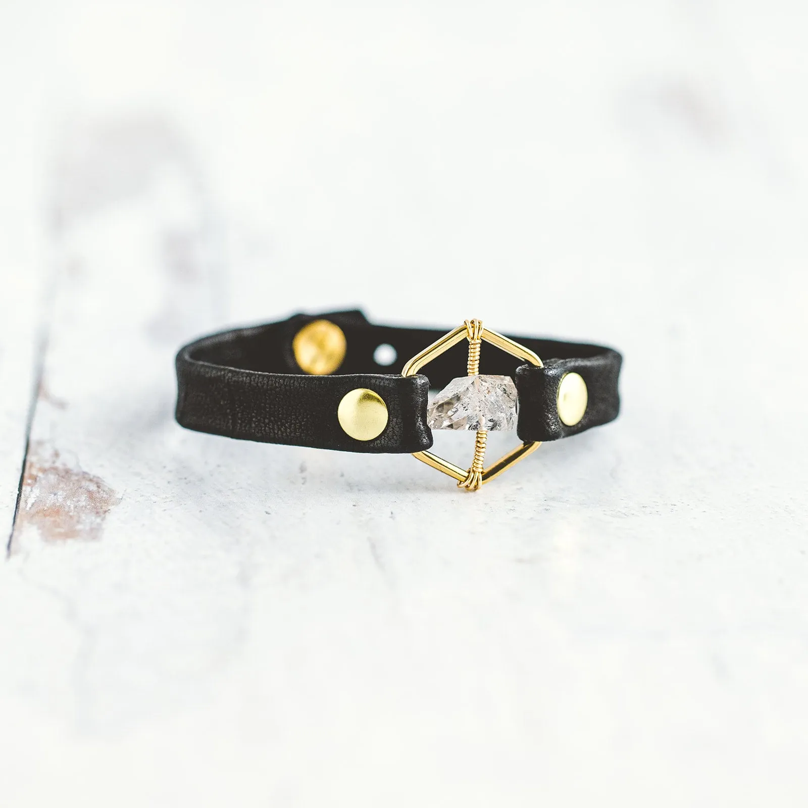 Honeycomb Bracelet - Gold - Herkimer Diamond