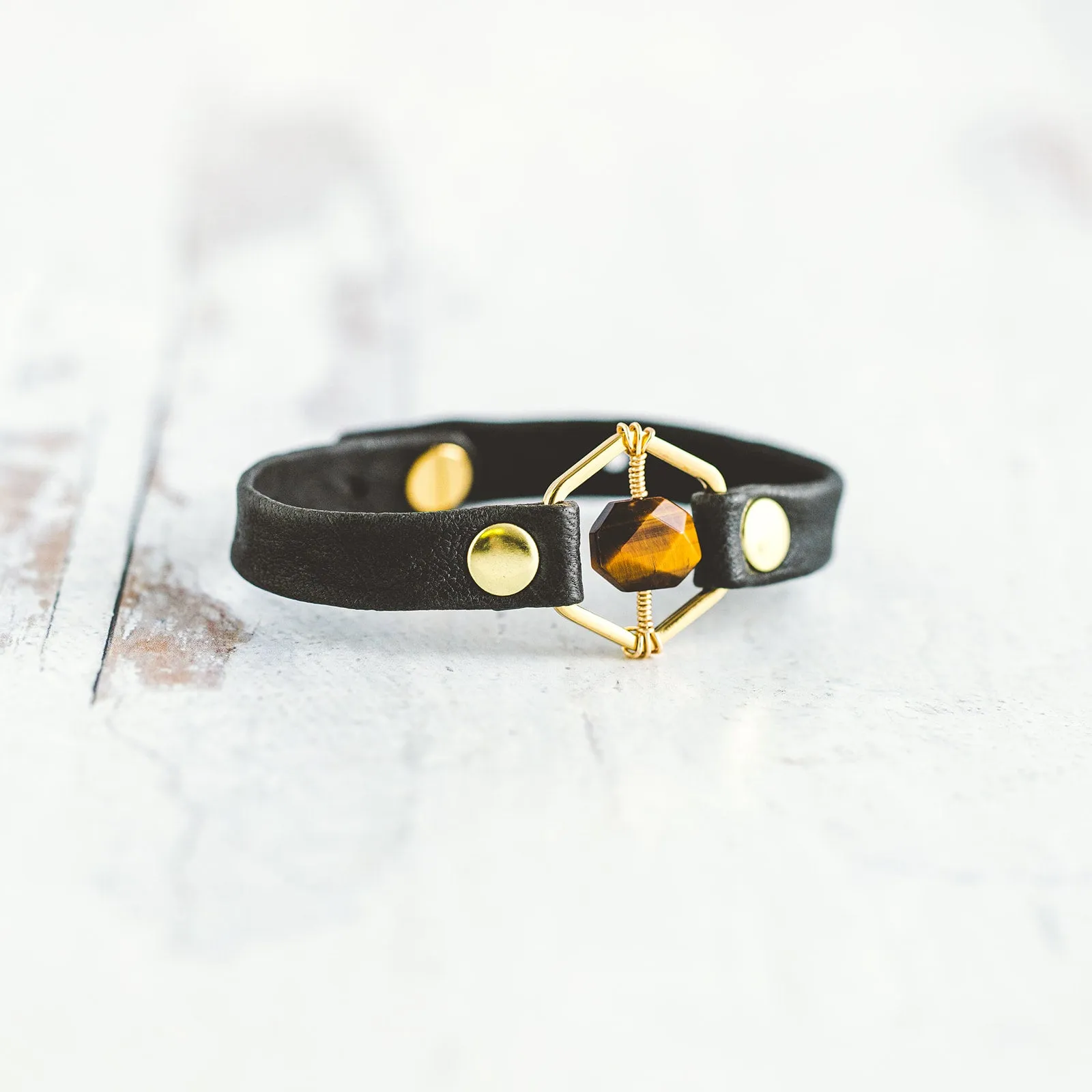 Honeycomb Bracelet - Gold - Tigers Eye