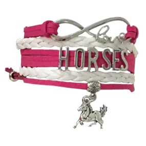 Horse Pink Infinity Charm Bracelet - Pick Charm