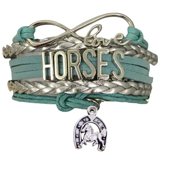 Horse Teal Infinity Bracelet - Pick Charm