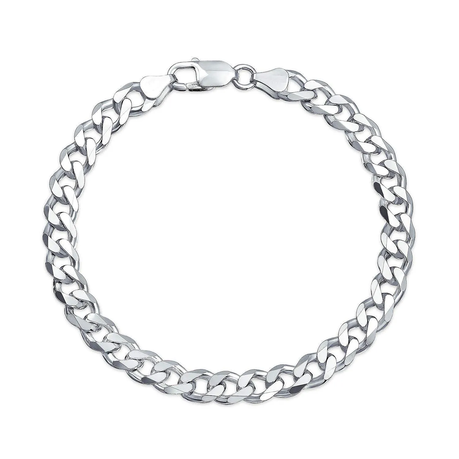 iJuels Pure 925 Silver Curb Mens Bracelet For Men (Silver, White) with Certificate of Authenticity.