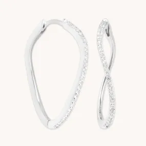 Infinite Topaz Pavé Hoops in Solid White Gold