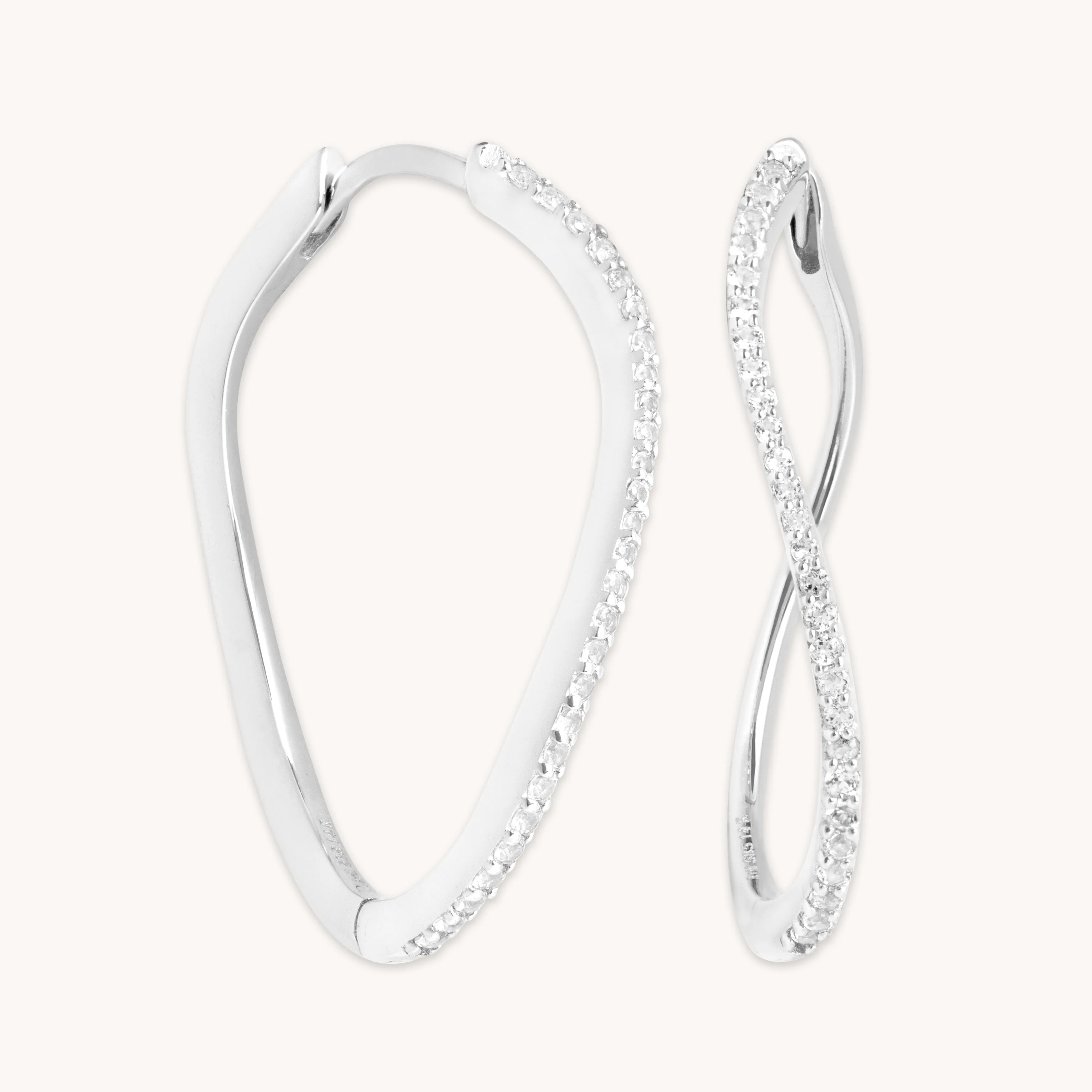 Infinite Topaz Pavé Hoops in Solid White Gold