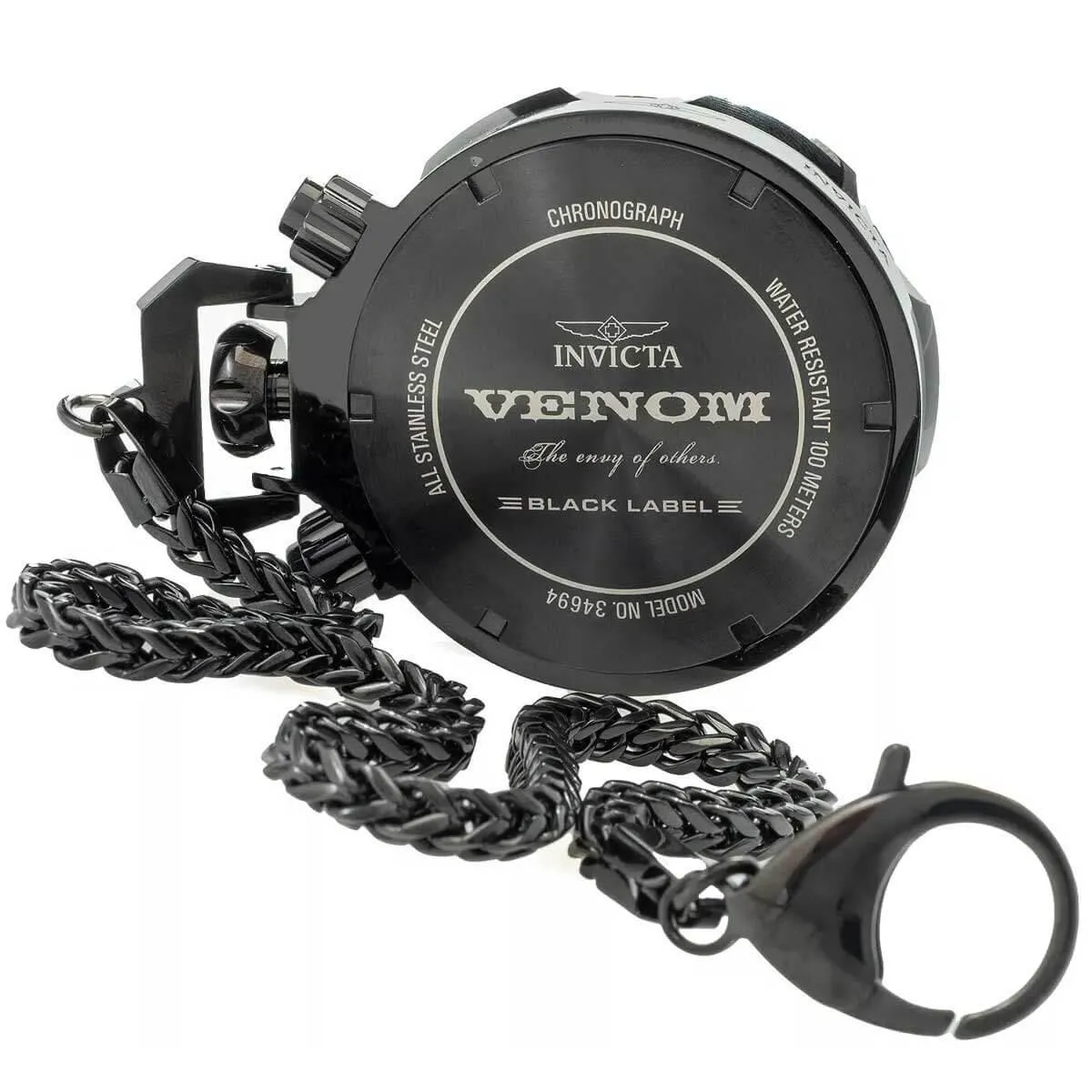 Invicta Men's Japanese Quartz Pocket Watch - Venom Chronograph Black Chain | 34694