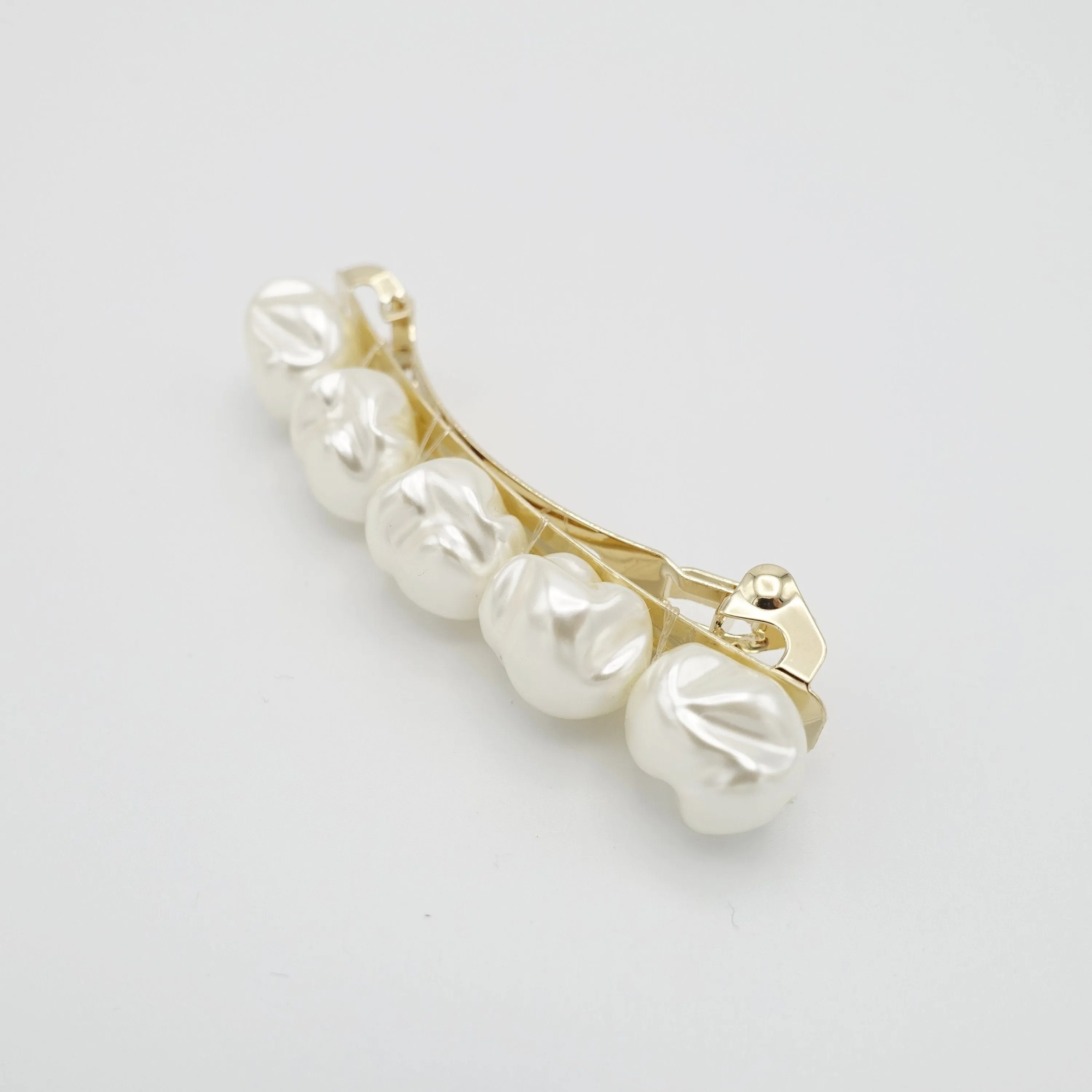 irregular pearl embellished french hair barrette women hair accessories