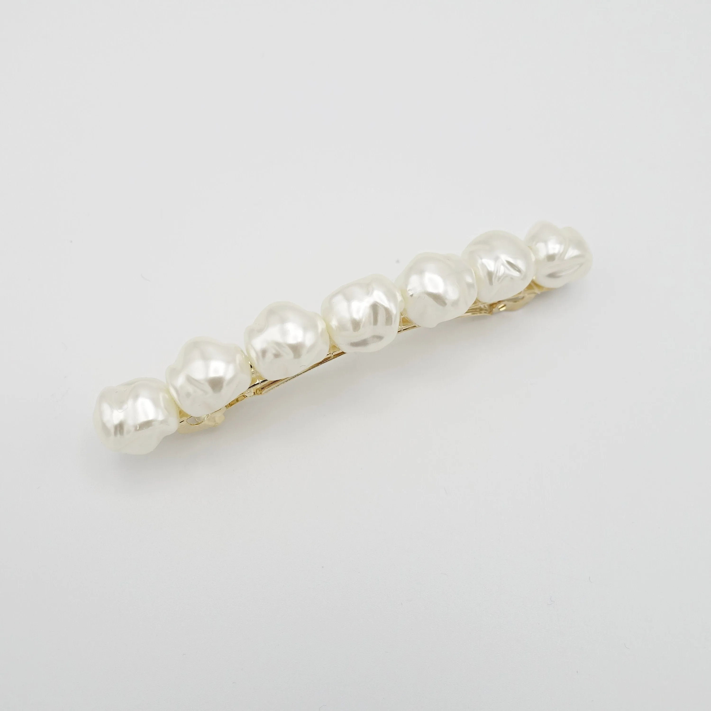 irregular pearl embellished french hair barrette women hair accessories