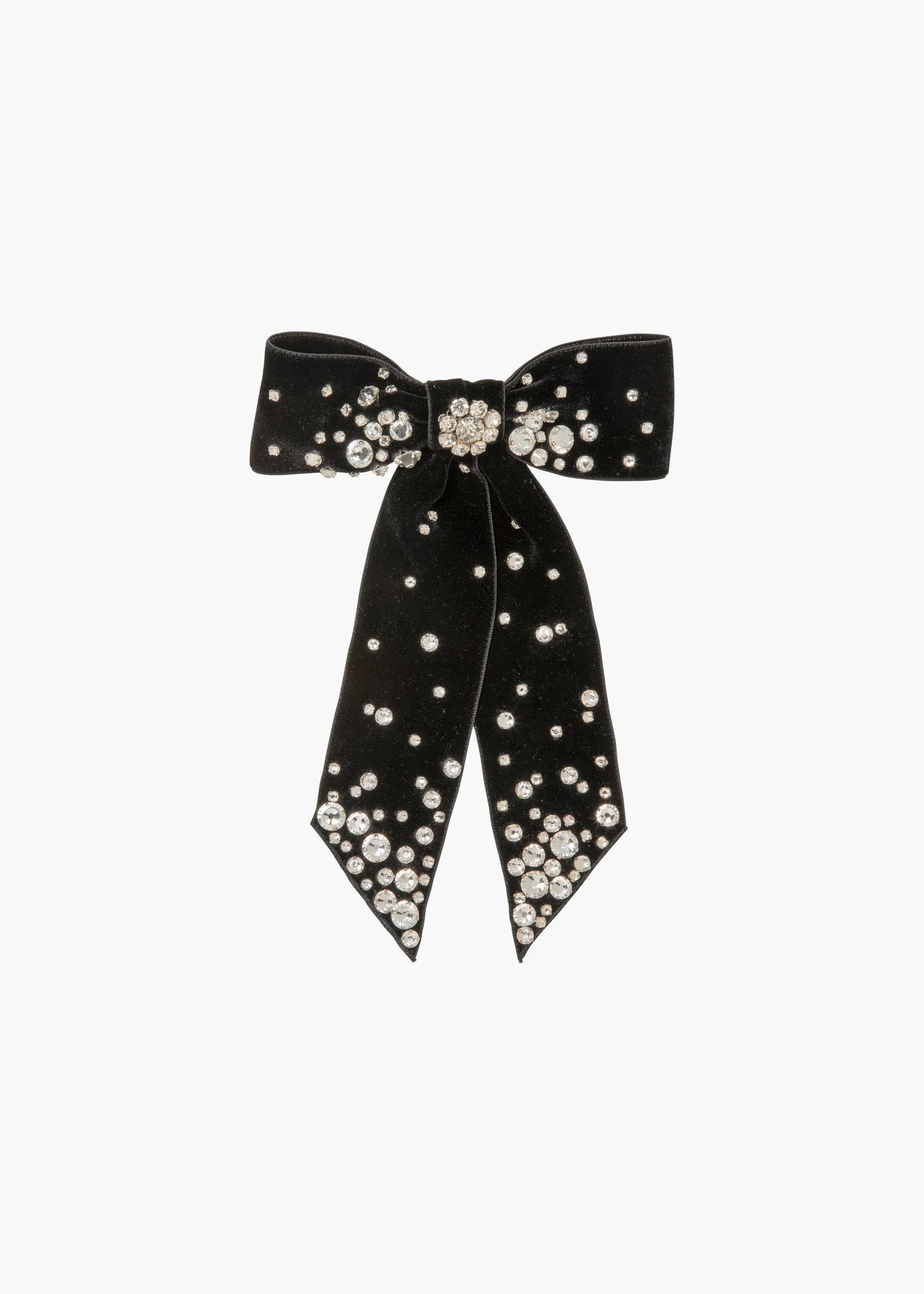 Isabelle Bow Barrette -- Black Crystal