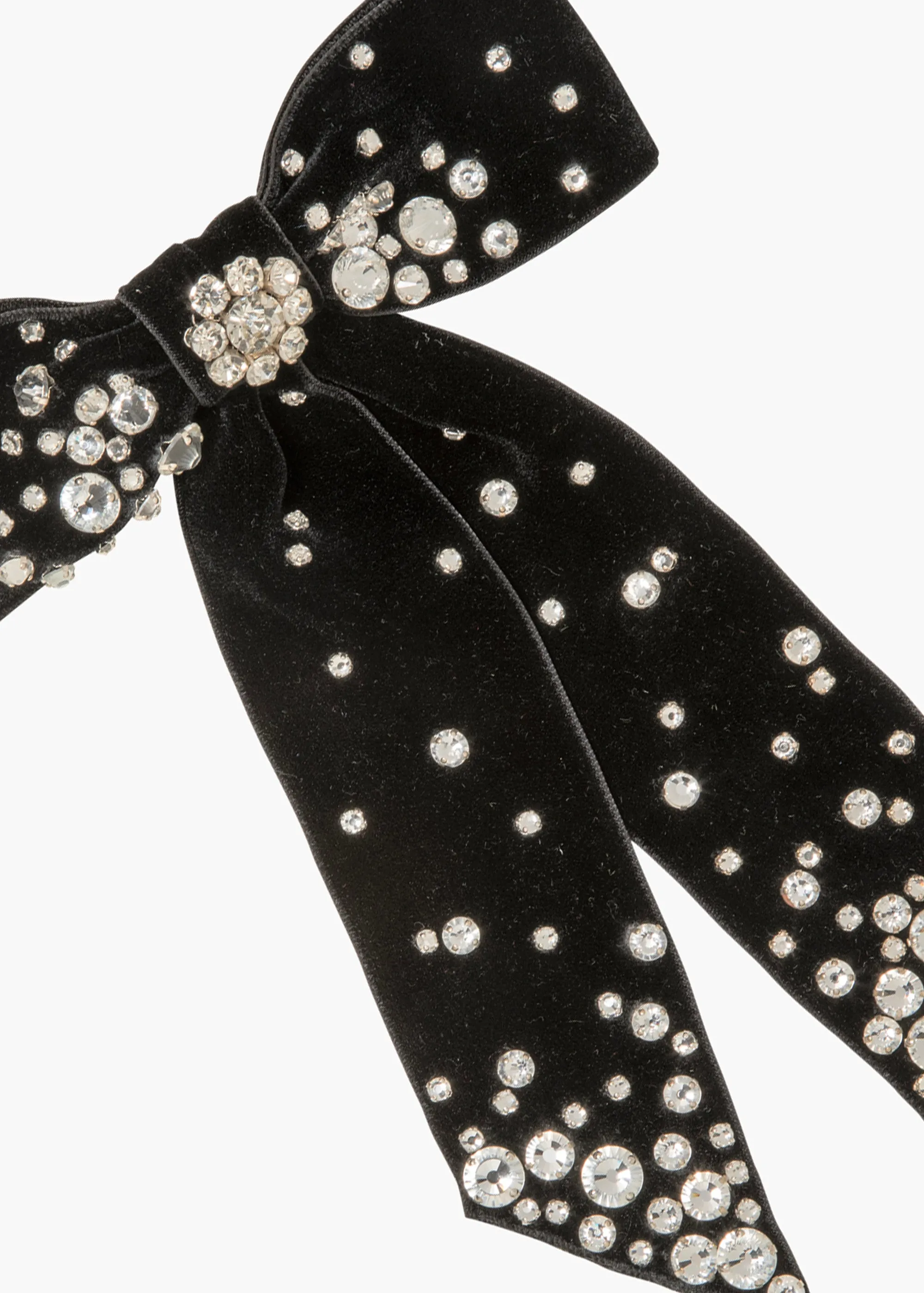 Isabelle Bow Barrette -- Black Crystal