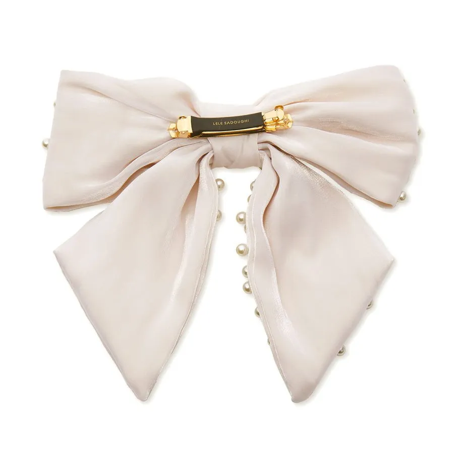 IVORY NATALIA PEARL EMBELLISHED BOW BARRETTE