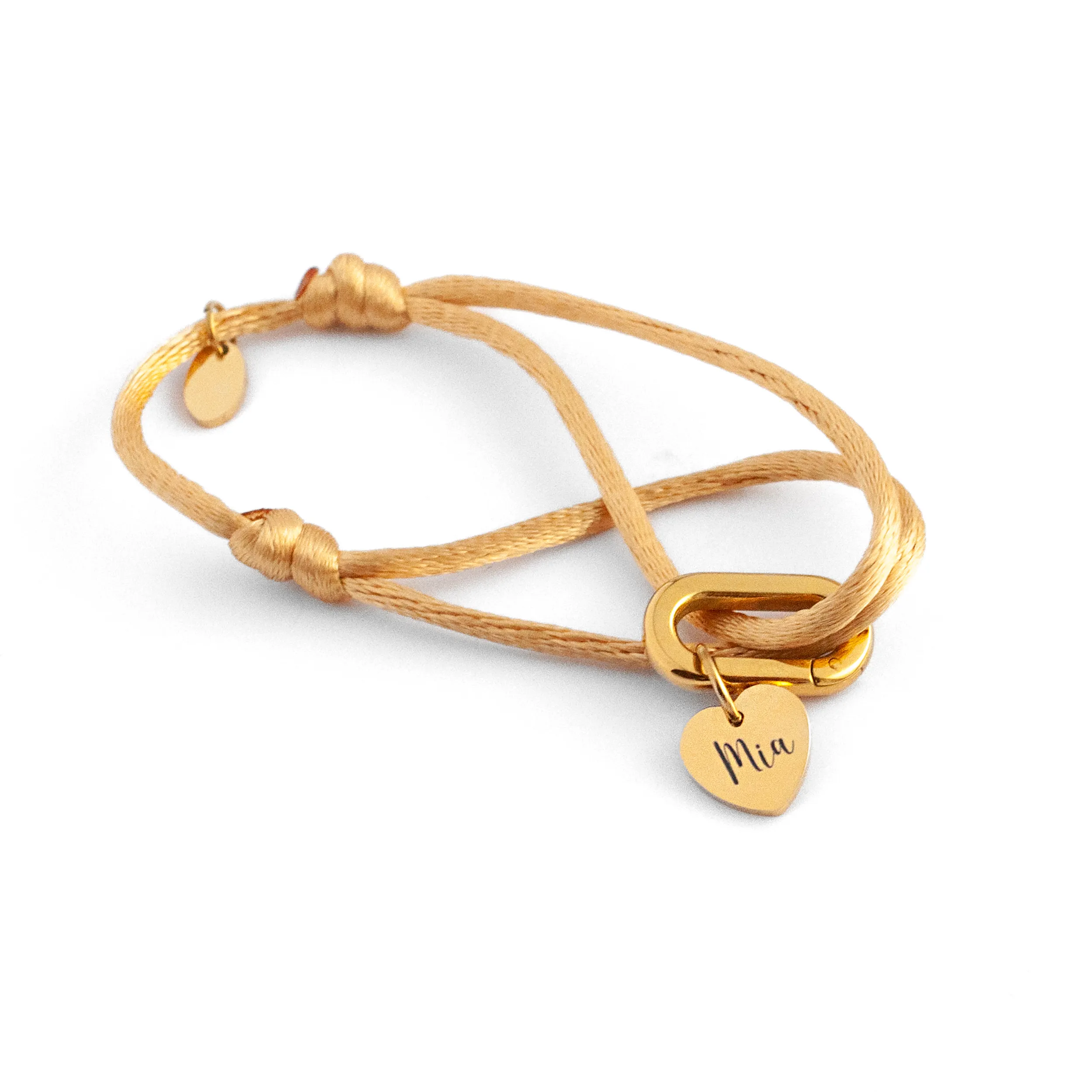 JBØRN Satin Cord Bracelet with Heart in Lock Pendant | Personalisable