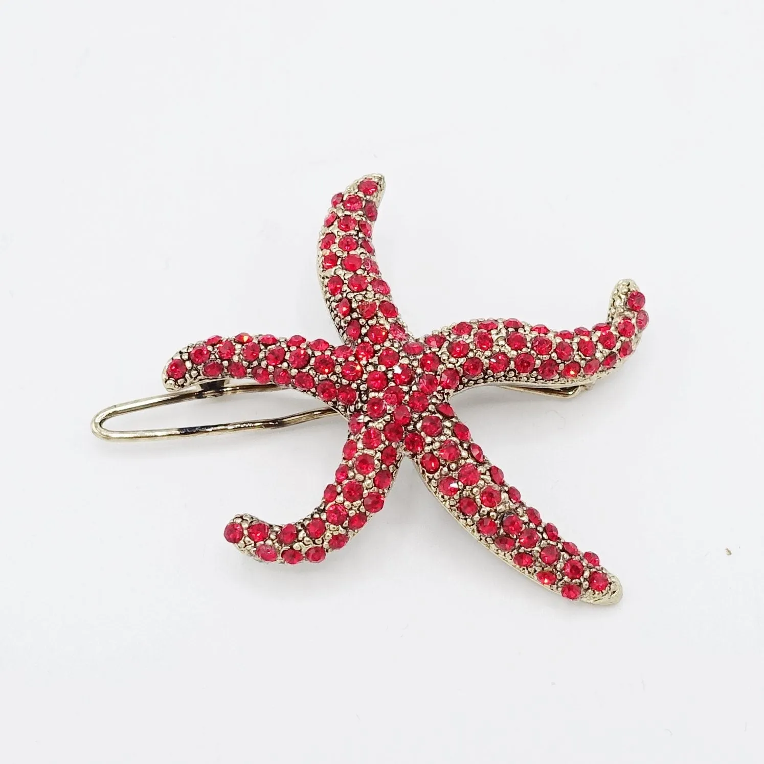 jewel rhinestone embellished star fish side hair clip cute women hair accessory