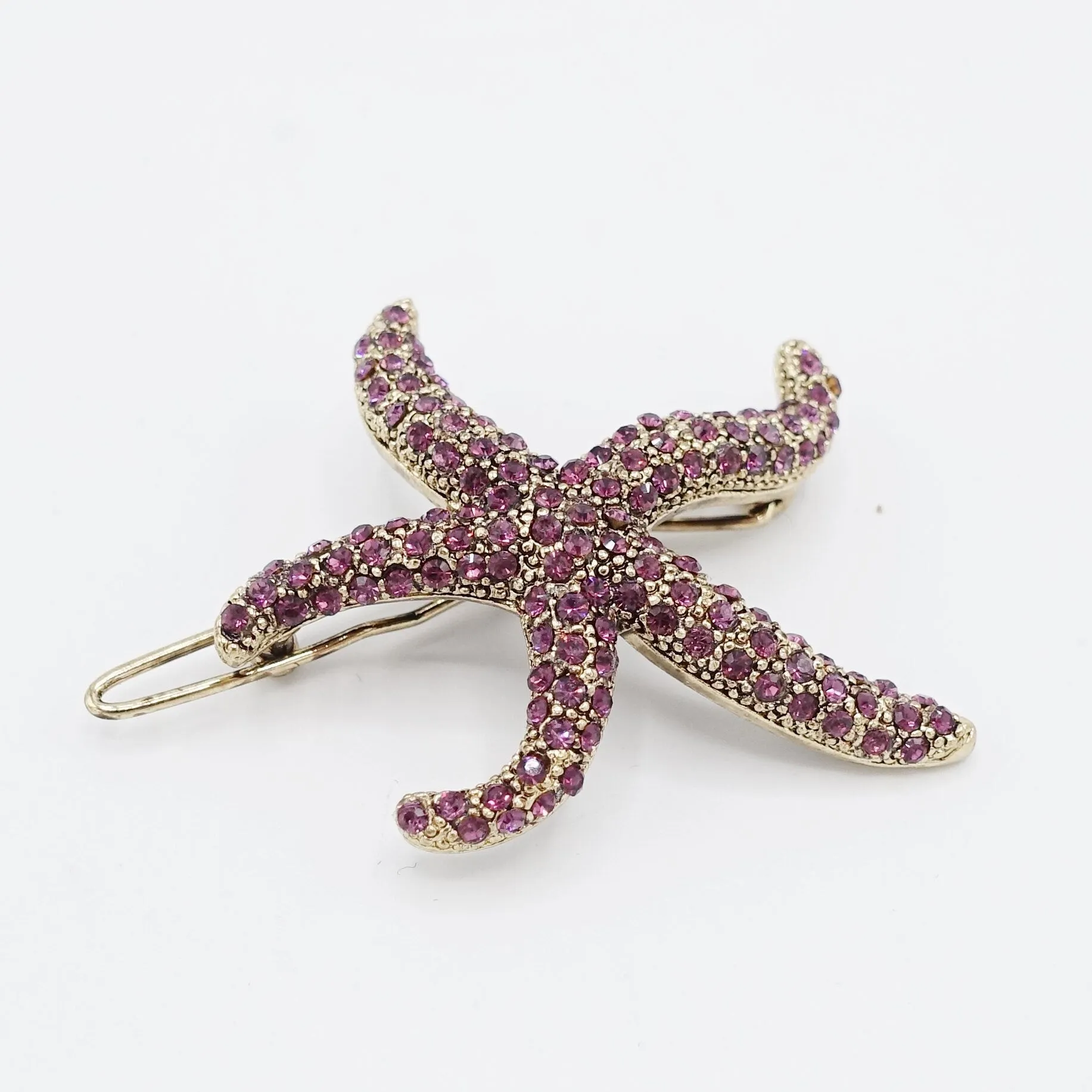 jewel rhinestone embellished star fish side hair clip cute women hair accessory