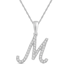 Jewelili Sterling Silver With Created White Sapphire Alphabet Initial M Pendant Necklace