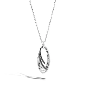 John Hardy Bamboo Sterling Silver Pendant Necklace with Treated Black Sapphire and Black Spinel, 32-34 inch