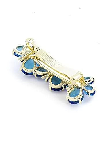 Kairangi Hair Clips for Women Girls Barrette Hair Clips for Women Butterfly Clips for Women Blue Crystal French Barrette Hair Clips for Women and Girls Gift For Women & Girls