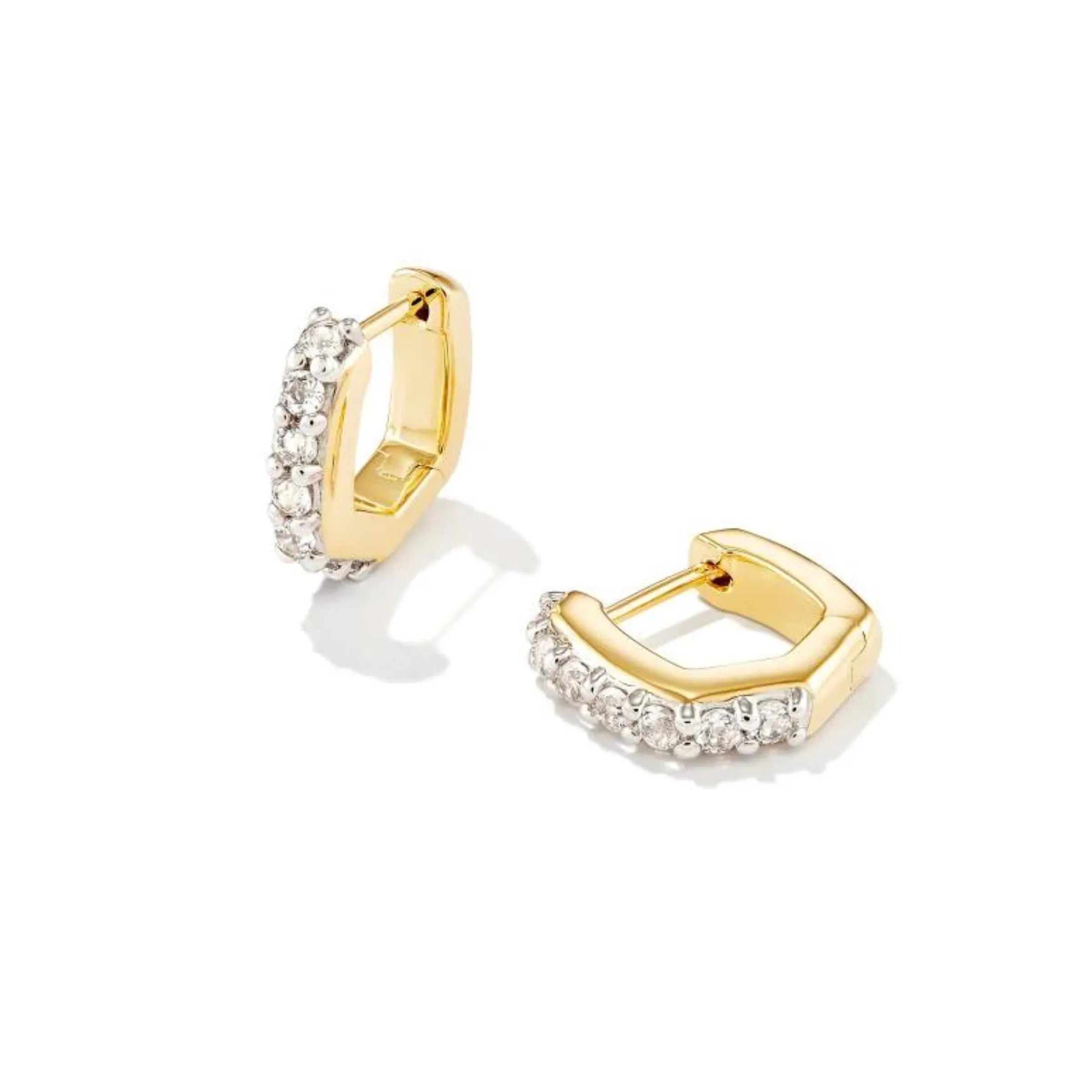 Kendra Scott | Davie 18k Gold Vermeil Huggie Earrings in White Topaz