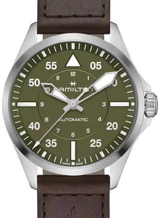 Khaki Aviation Pilot Auto 39mm Army Green Ref. H76305560