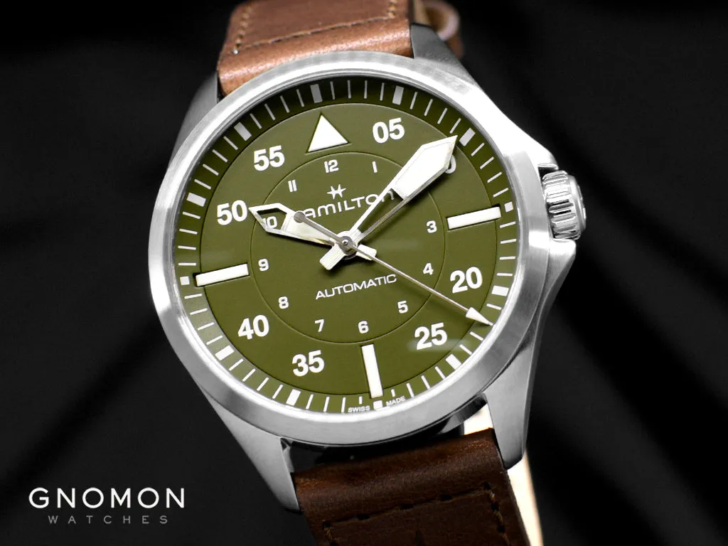 Khaki Aviation Pilot Auto 39mm Army Green Ref. H76305560