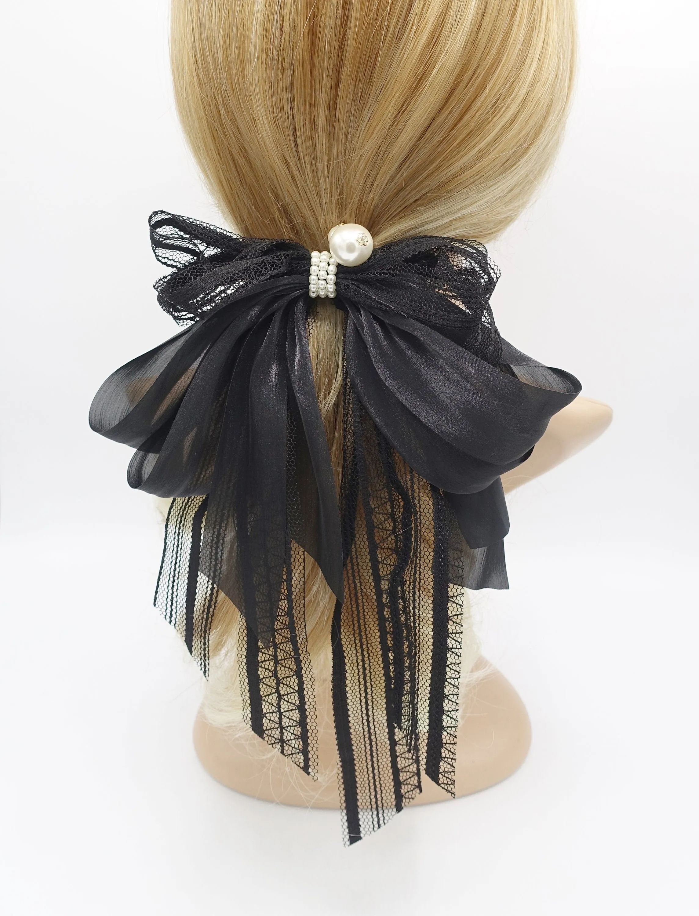 lace organza hair bow mix and match multi layered hair bow for women