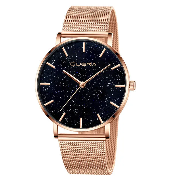 Ladies Watch Modern Fashion Quartz Watch Men Women Mesh Stainless Steel Watchband High Quality Casual Wristwatch Bracelet Gift