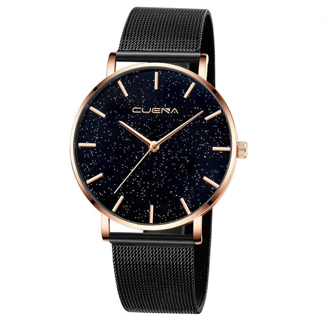 Ladies Watch Modern Fashion Quartz Watch Men Women Mesh Stainless Steel Watchband High Quality Casual Wristwatch Bracelet Gift