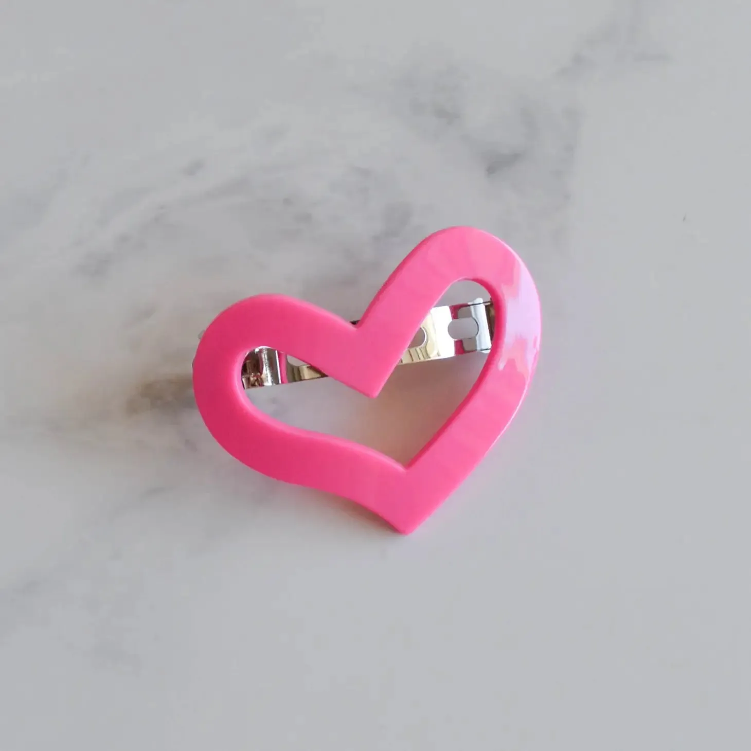 Large Heart Barrette in Pink