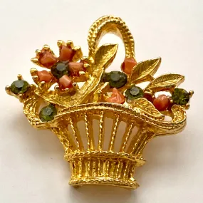 Late 70s/ Early 80s Floral Basket Brooch