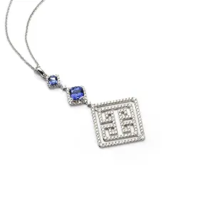 Lattice Blue Sapphire Necklace in 18K Gold