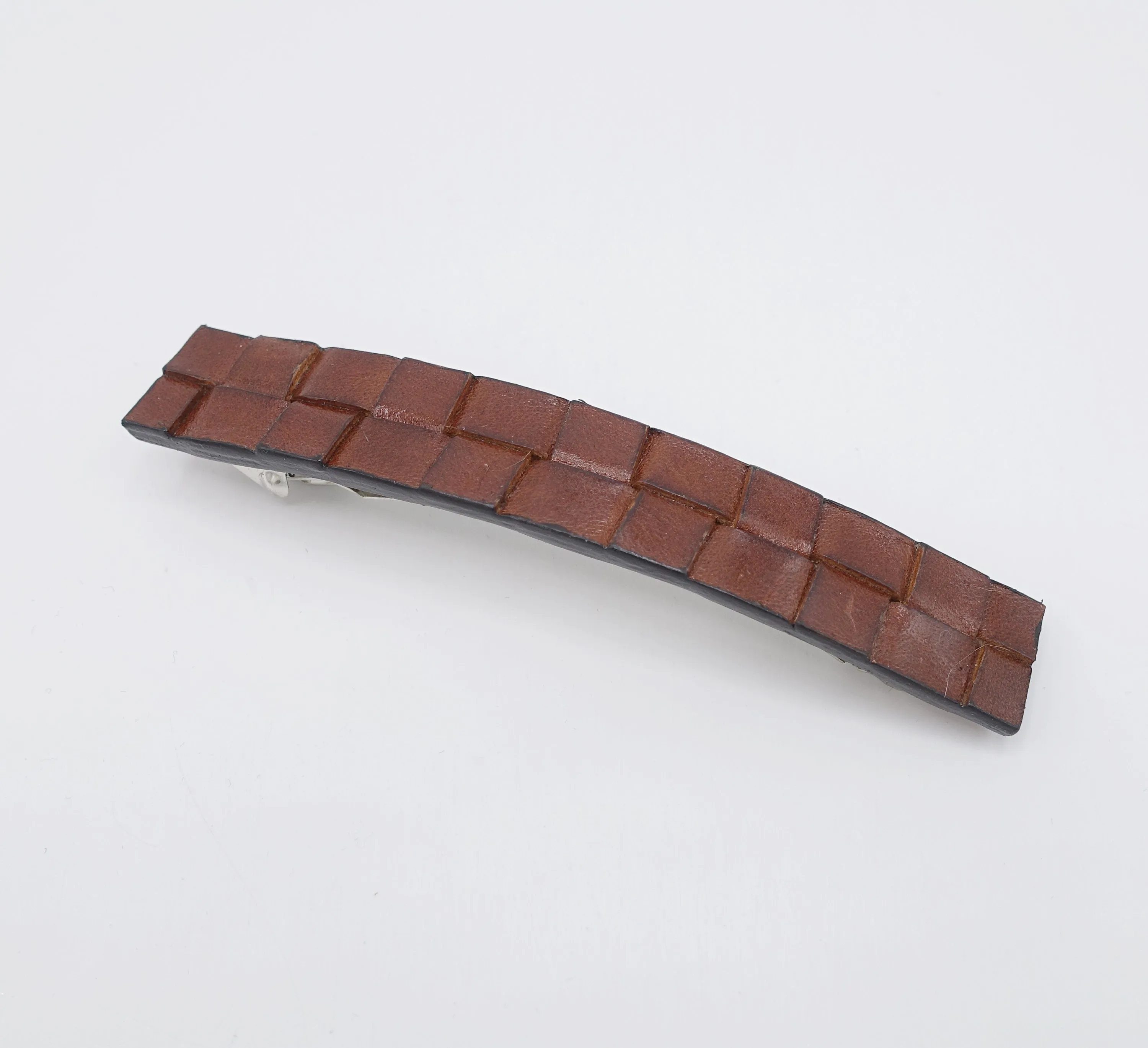 leather hair barrette, mesh leather barrette, authentic leather barrette for women