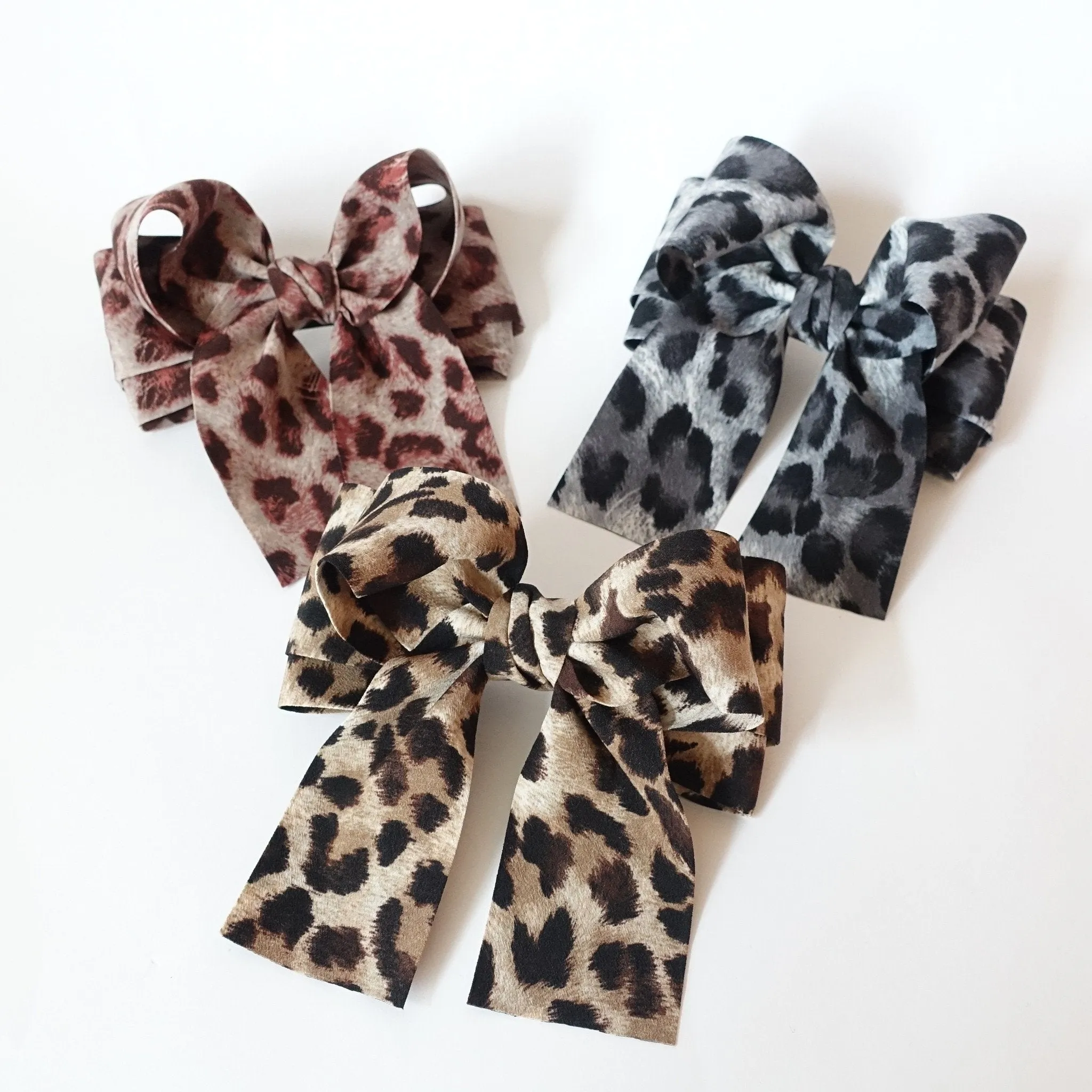 Leopard Print Long Tail Bow French Hair Barrette Women Hair Accessories