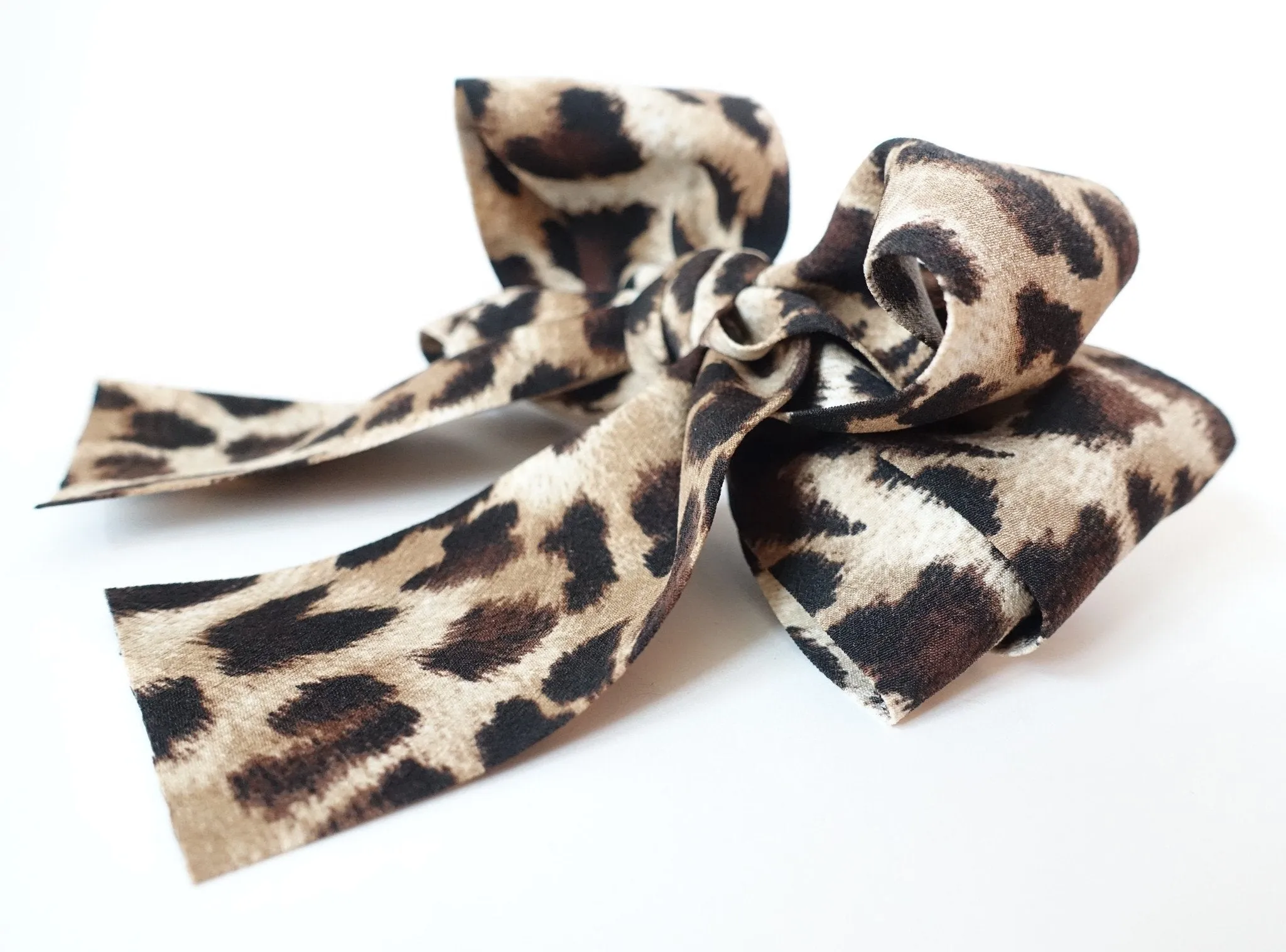 Leopard Print Long Tail Bow French Hair Barrette Women Hair Accessories