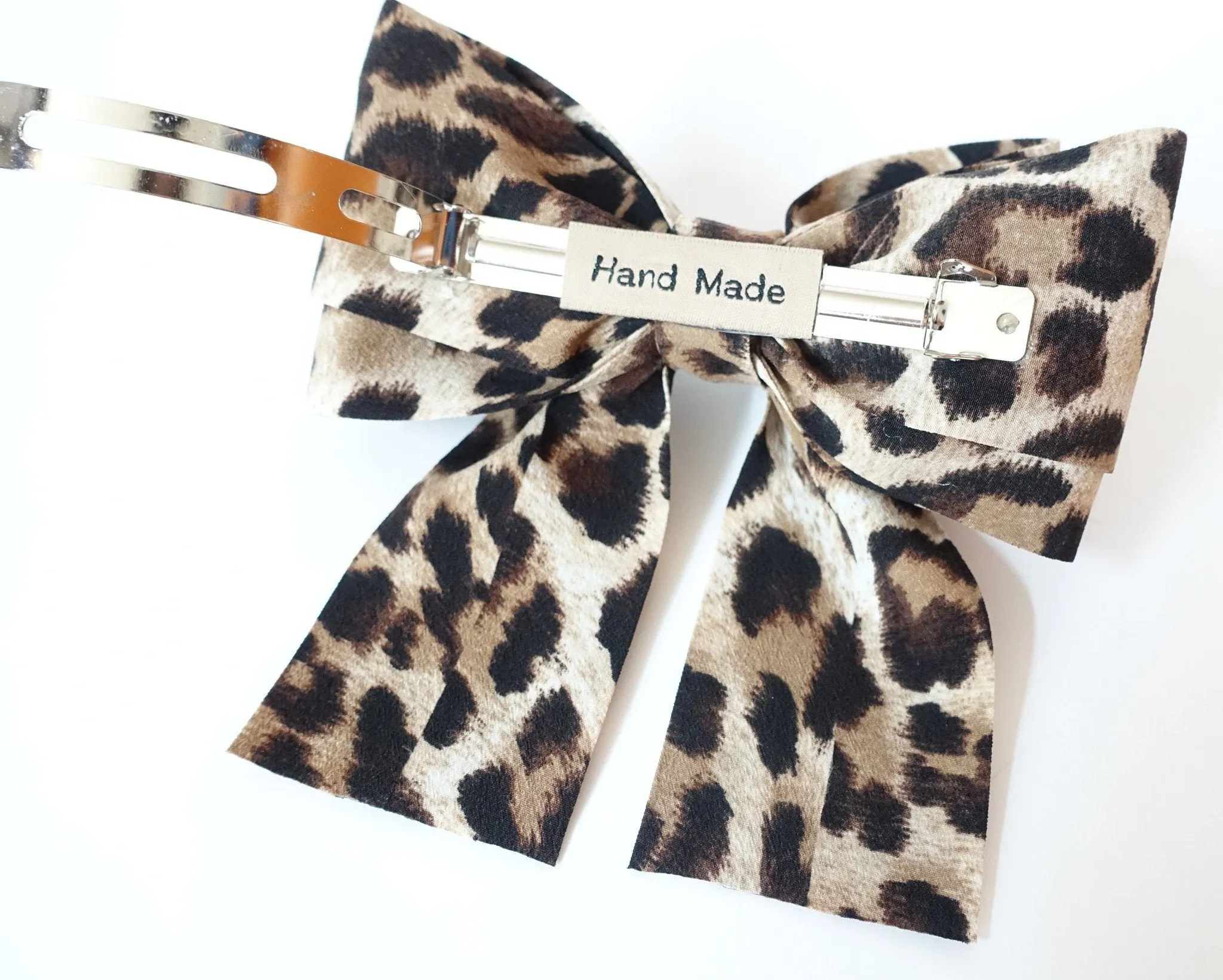 Leopard Print Long Tail Bow French Hair Barrette Women Hair Accessories