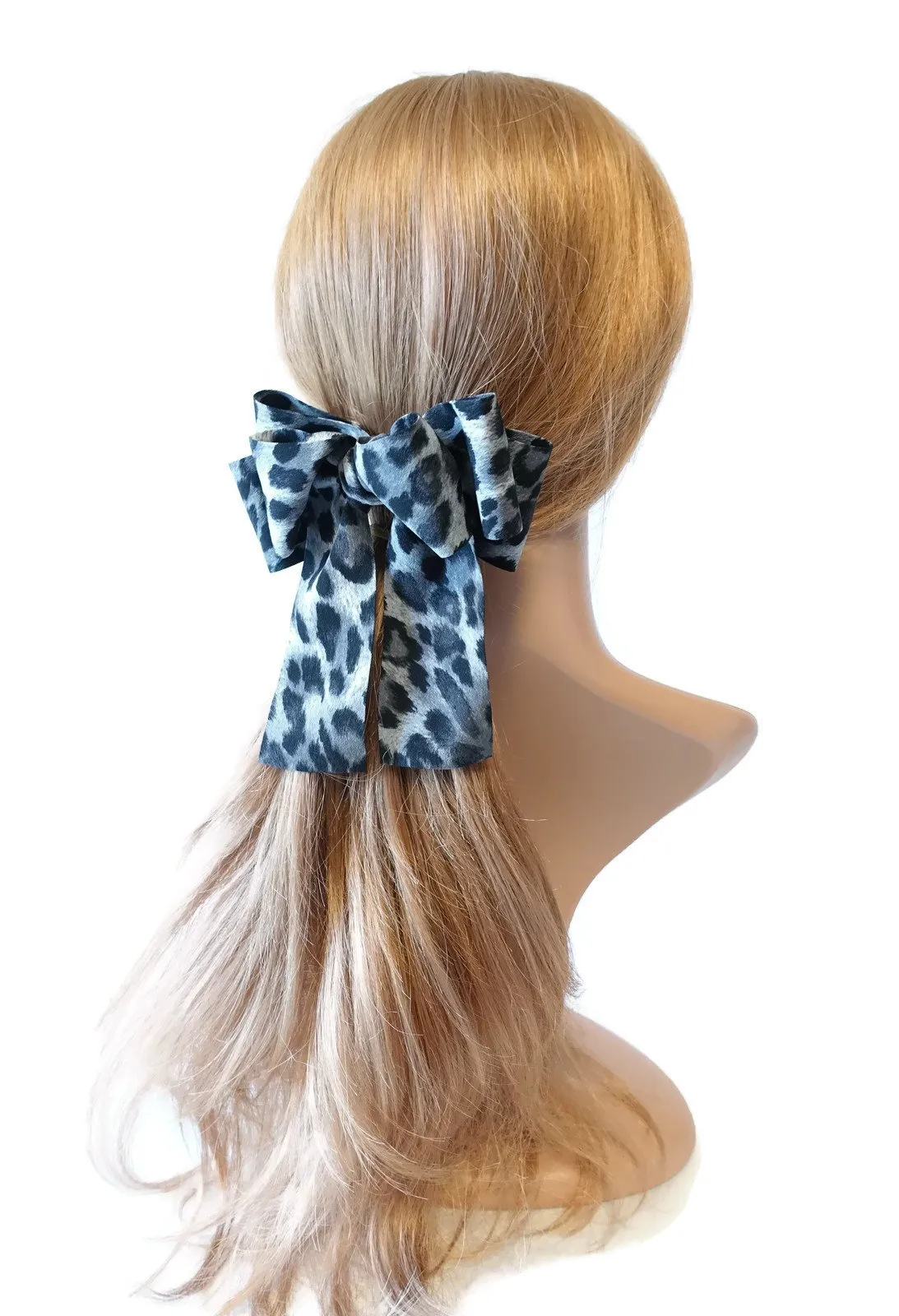 Leopard Print Long Tail Bow French Hair Barrette Women Hair Accessories