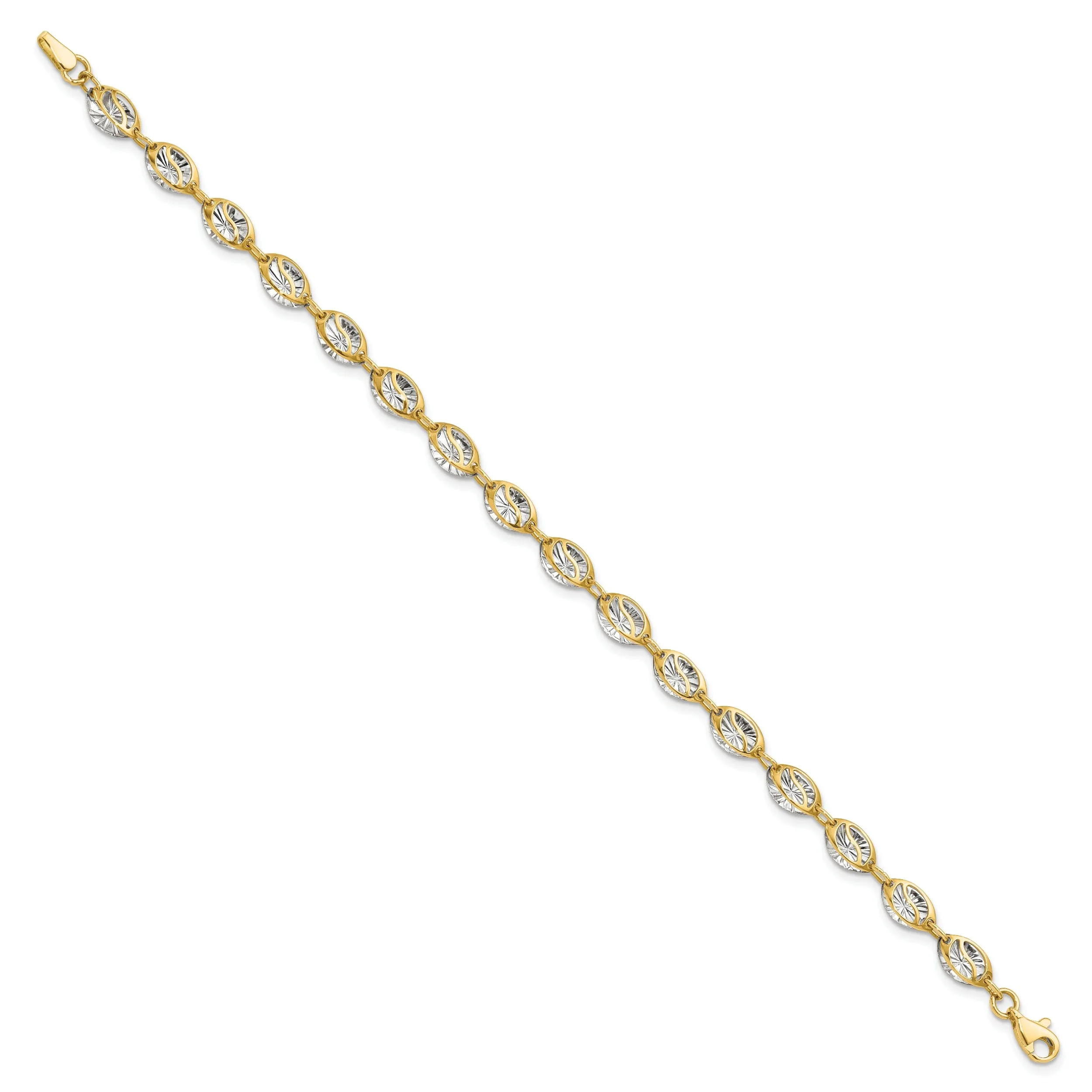 Leslie 14k Two Tone Gold Polished D.C Bracelet