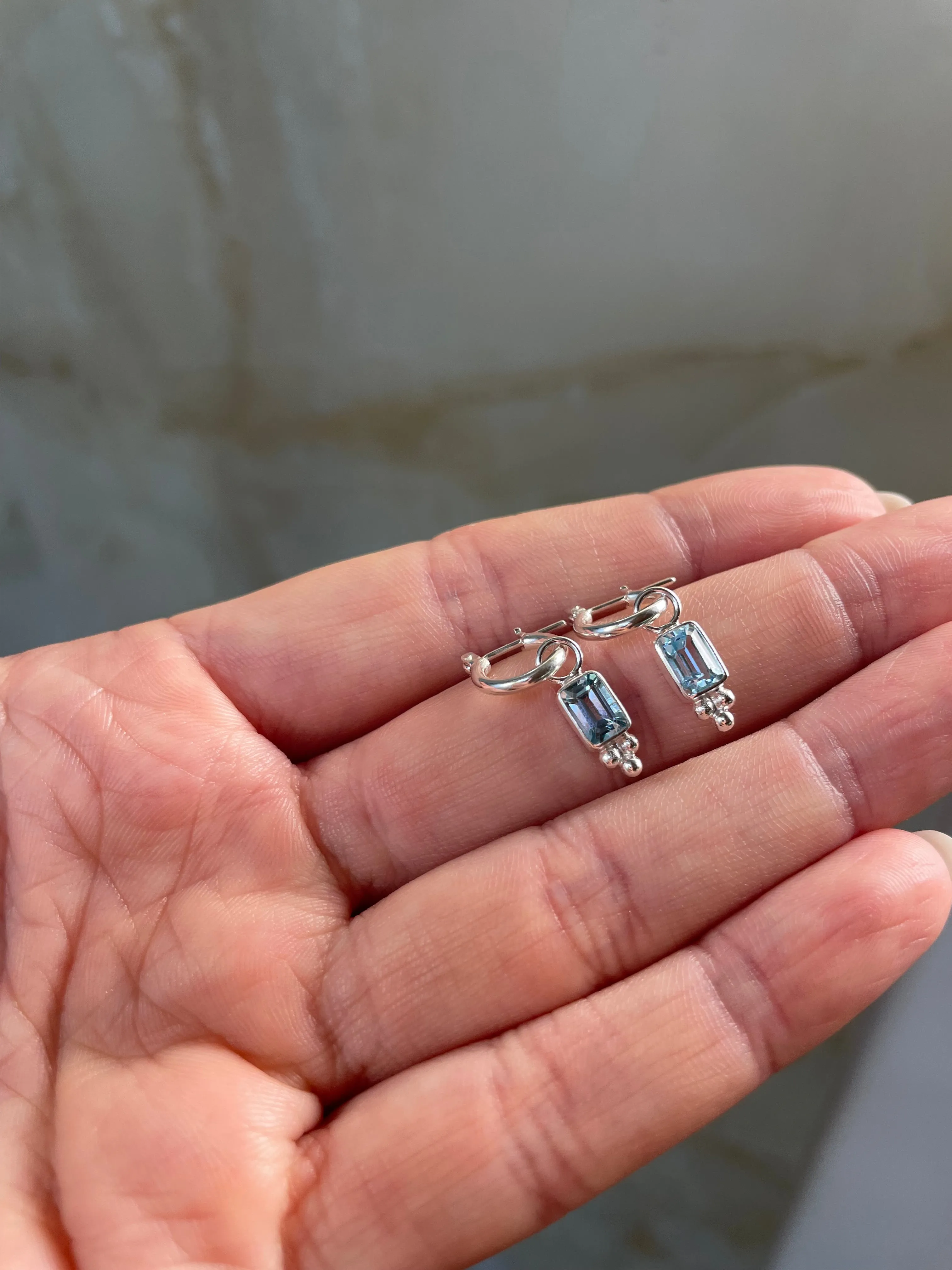 Lia Blue Topaz Sterling Silver Mini Hoop Earrings