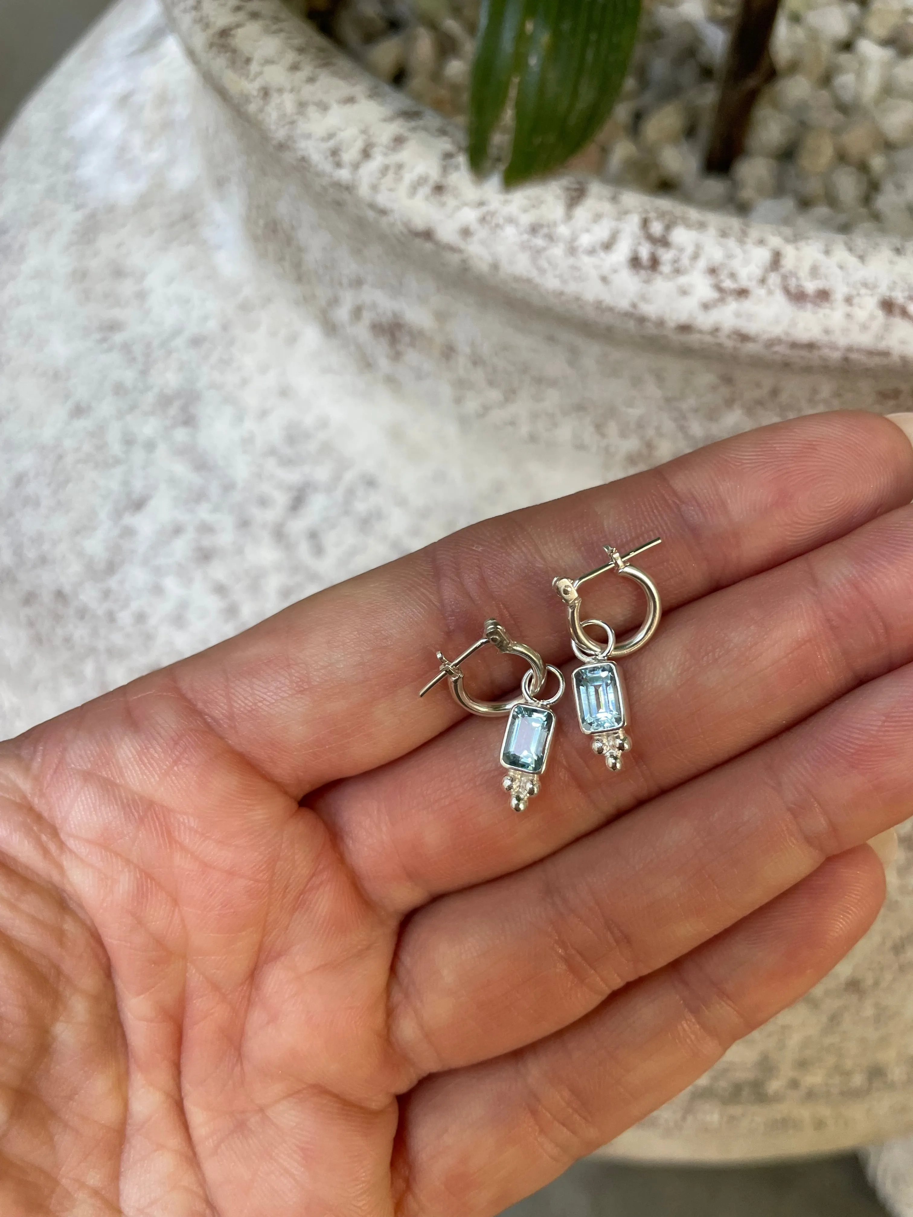 Lia Blue Topaz Sterling Silver Mini Hoop Earrings