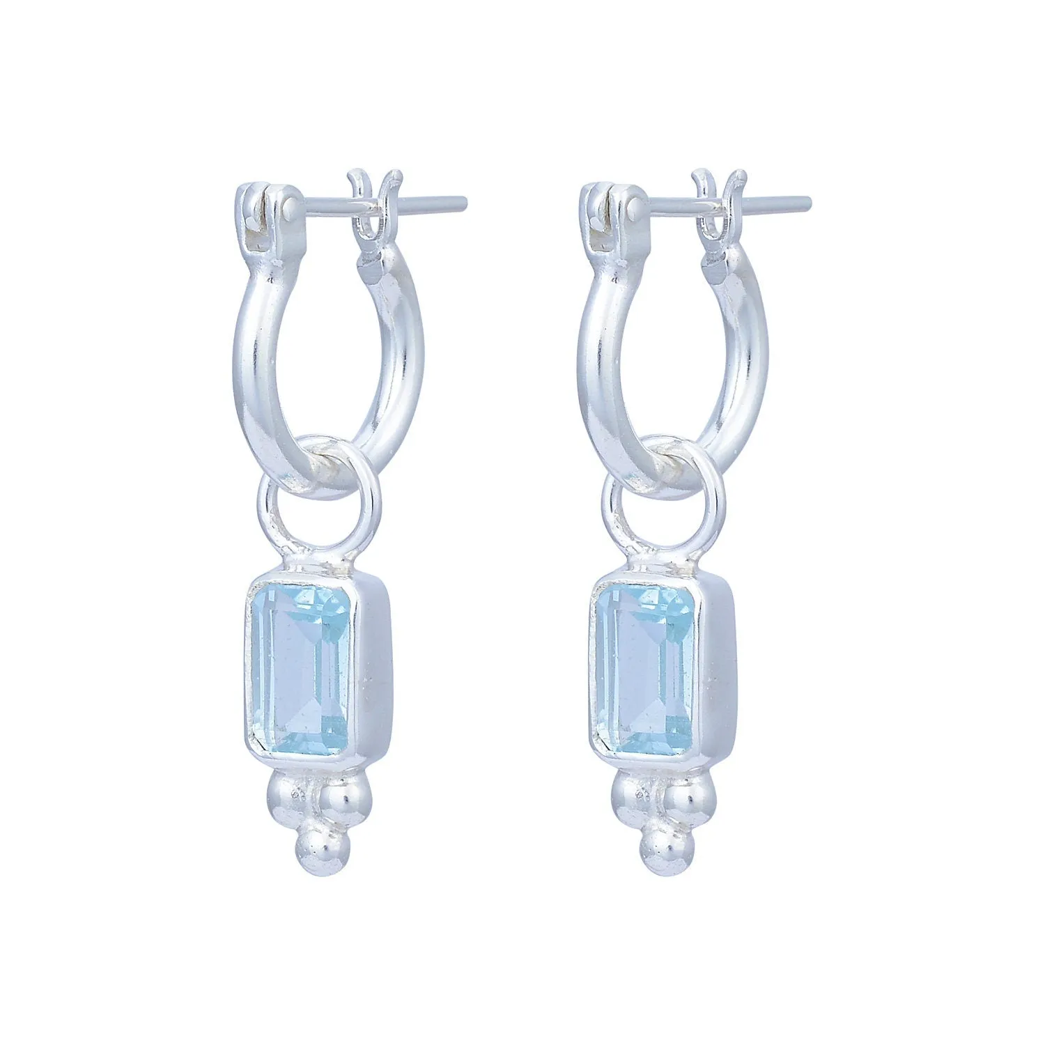 Lia Blue Topaz Sterling Silver Mini Hoop Earrings